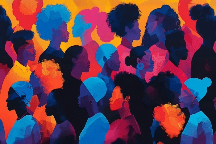 Colorful face profiles.