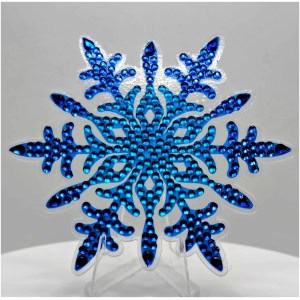 Blue snowflake ornament with intricate beadwork, symbolizing winter and cultural beauty.